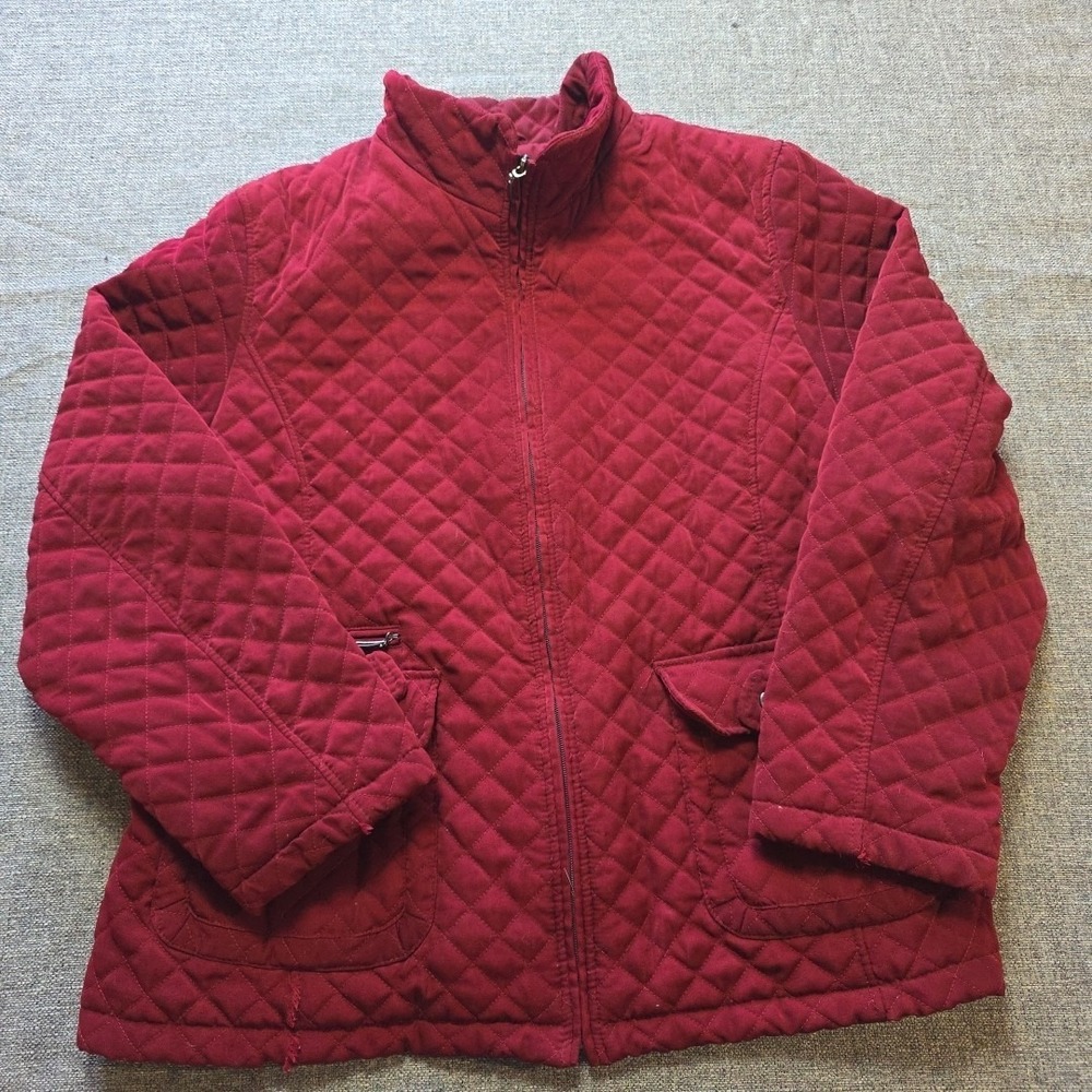 St Johns Bay Coat Womens 2x Red Diamond Quilt Pattern